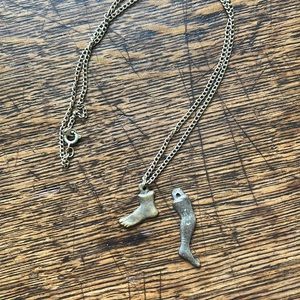 Brass foot and leg charms with chain